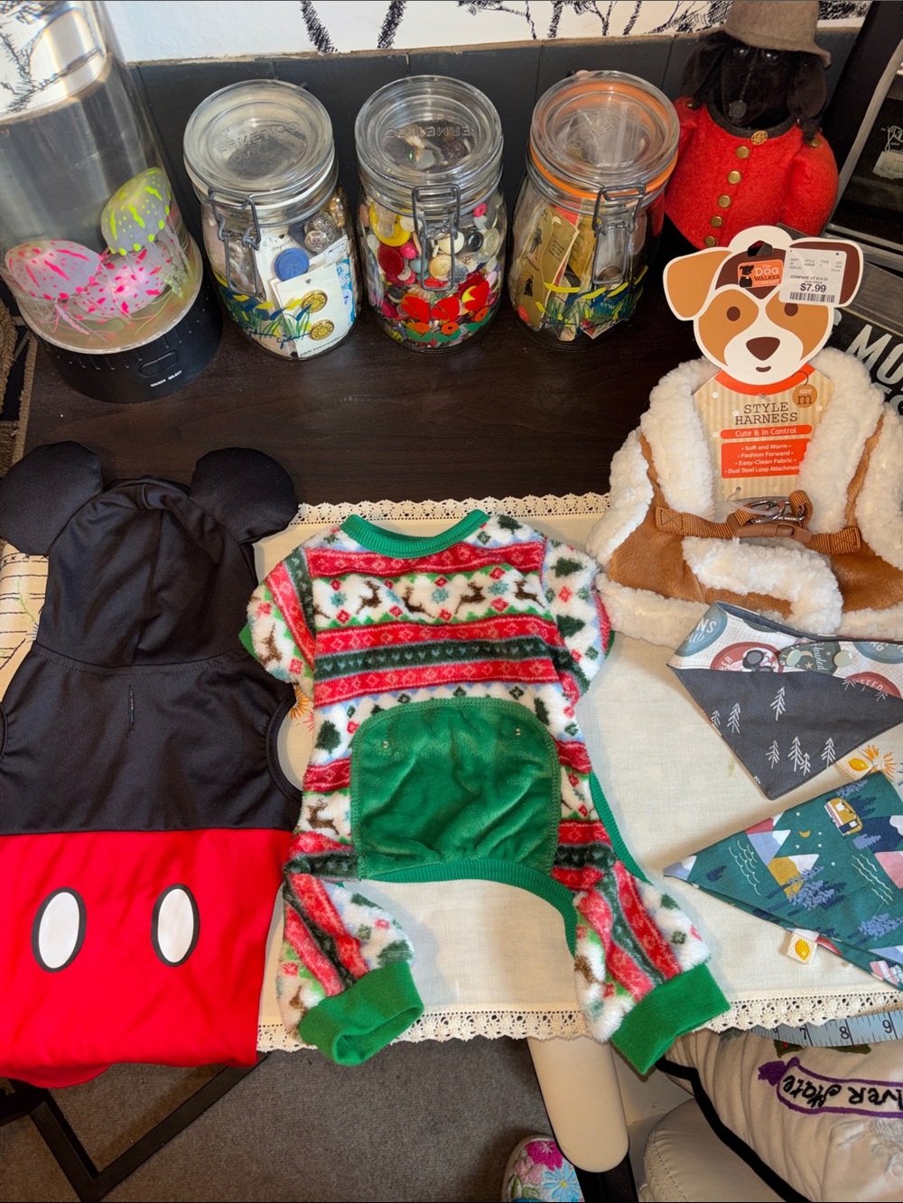 NWT and EUC set of five dog outfit bundle. Mickey Mouse